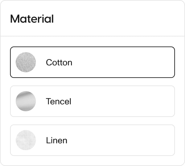 Material selection user interface